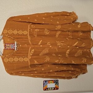 Johnny Was Embroidered Tunic in Rich Mustard